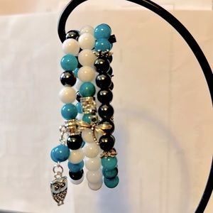 Handcrafted bracelets genuine gemstones Tianhe stone hematite and white jade